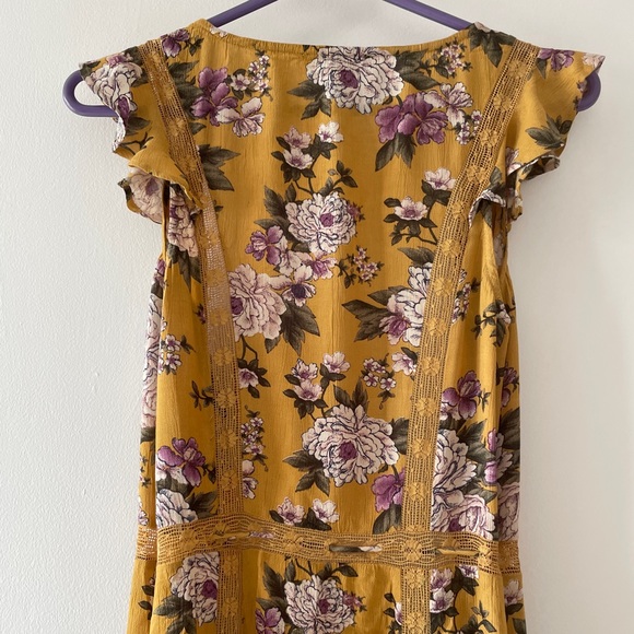 American Eagle Floral printed Yellow Maxi Dress with Slip - Picture 7 of 17